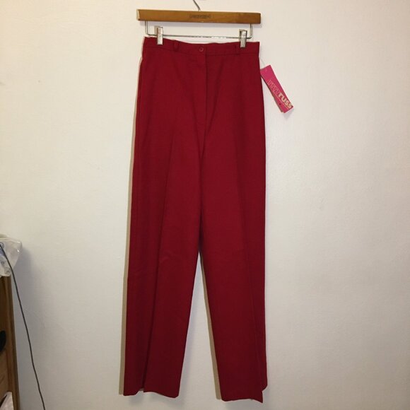 Vintage 70s 80s NWT RUSS Red Dress Pants High Waist Mom Grandma ILGWU (IB) - Picture 4 of 16